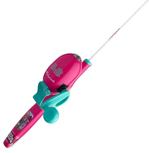 Shakespeare Mattel Barbie Kit 2'6 Spincast Combo for Kid, Gel-Tech Comfort Grip Handle, Safety Hook Keeper, Includes Practice Casting Plug