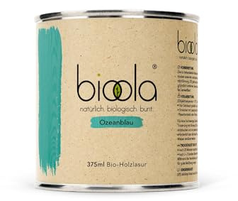 BIOOLA® colour - 100% natürlich-biologische Lasur für Kinderspielzeug sowie Holz und Möbel im Wohn- & Schlafbereich - vegan & plastikfrei - Ozeanblau, 375 ml