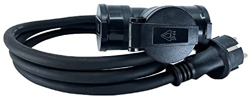 KELI - Multiprise Professionnelle 3 Prises à Clapet, Câble 3G2.5mm², Cordon 1.5M, Usage Multiple, Normes H07RN IP44