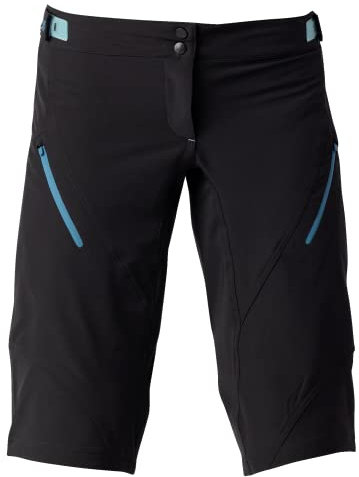 dirtlej trailscout MTB Shorts Ladies Black/Turq, atmungsaktive MTB Fahrrad- und Wandershorts für Damen, (L)