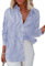 Homlan Camicetta da Donna a Maniche Lunghe, Casual, con Scollo a V, con Bottoni, Blu, S