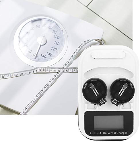 YWBL-WH Ladegerät, 2-teilig, LCD-Display für LIR2016, LIR2025, LIR2032, 100-240 V AC, 4,2 V DC, 300 mA, 2 Akkus gleichzeitig ladbar