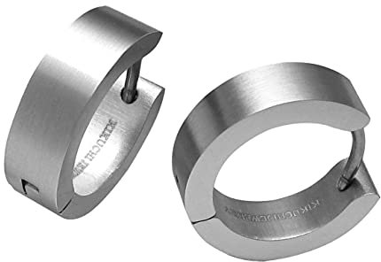 Kikuchi Ohrringe Titan Stäbchen Edelstahl Creolen Kantig Matt Silber Frau Herr Ø 12-18 mm nach Wahl (Ø 16 mm / 5 mm)