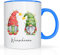 Print-Klex Tasse mit Namen und lustigem Zwergenpaar Motiv Bedruckt Namentasse Namensbecher Xmas Geschenktasse Weiß/Blau Kaffeebecher Teetasse Weihnachtstasse Keramik mit Druck 330ml Tasse mit Text