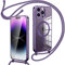 Oelrstfe Magnetische handyband mit Band für iPhone 14 Pro Hülle - Necklace HandyHülle Transparente zum Umhängen mit justierbarer und Abnehmbarer Kette, Crossbody Magnet Clear Cover - Violett