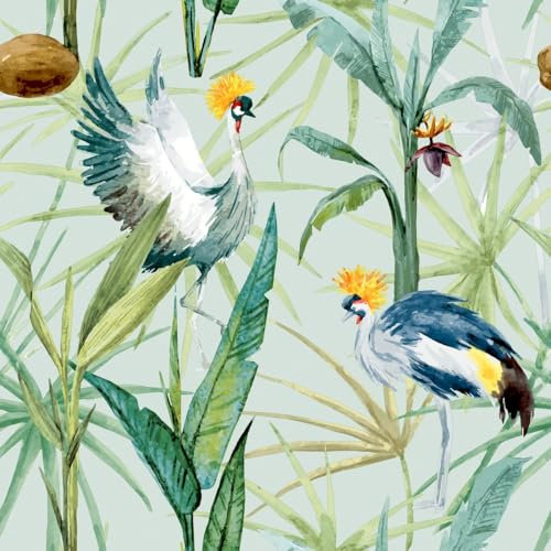 20 Servietten Tiermotive Kraniche an grünen Pflanzen als Tischdeko. Papierservietten mit Motiv. Auch für Decoupage und Serviettentechnik 33x33cm