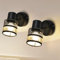 Glitzerlife Deckenstrahler 1 Flammig Schwarz Deckenleuchte 2er- Deckenlampe Flur Metall Vintage mit Gold Stoffschirm Deckenspot E27 LED Max.40W 330°schwenkbar für Wohnzimmer Schlafzimmer Küche Treppe