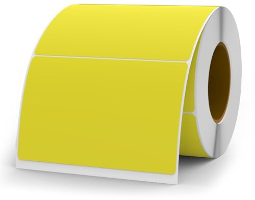 YIKIADA 500 Stück Gelb Etiketten 50 × 76 mm Selbstklebend Vinyl Klebeetiketten zum Beschriften Wasserfest Aufkleber Rolle für Umzug Tafel Marmelade