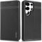 Hülle Echt Leder für Samsung Galaxy S24 Ultra 5G - Premium Lederhülle mit Standfunktion Kartenfach Flip Case Ledertasche Handyhülle Schutzhülle Klapphülle – Schwarz
