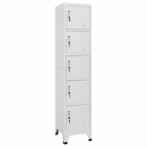 Homgoday Schließfachschrank Hellgrau 38x40x180 cm Stahl Schränke und Lagerung