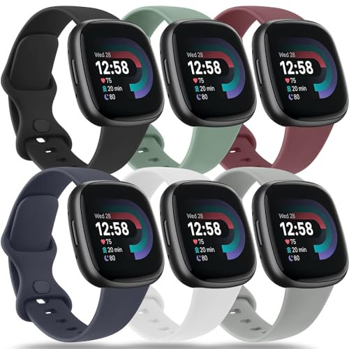 Oumida 6 Stück Armband für Fitbit Versa 3/4, Sense/Sense 2 - Weiches Silikon Sport Ersatzband für Damen und Herren (APack, L)