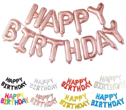 Vthoviwa Happy Birthday Palloncini Buon Compleanno Palloncino Banner Rosa Oro HAPPY DIRTHDAY Decorazioni