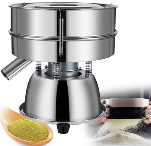 YANGYMM Setaccio Vibrante Elettrico φ 300Mm, Setaccio Vibrante Automatico, Setaccio Industriale Acciaio Inossidabile per Alimenti, Setaccio Automatico 1350 Giri/Min, per Granuli Polvere