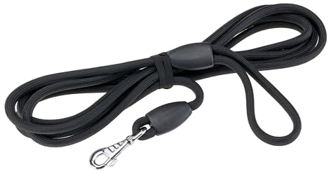 Ferplast Guinzaglio per Cani SPORT, Guinzaglio Lungo per Cani, Lunghina 5 m, Guinzaglio Addestramento, Guinzaglio in Cordino di Nylon con Moschettone e Maniglia, Lunghezza 5 metri, Nero