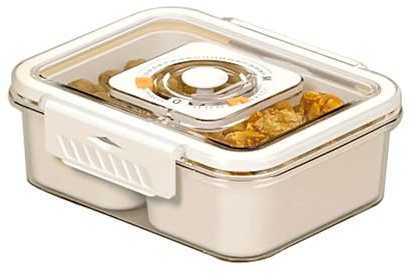 Snack Box Disc avec 2 Compartiment Organisateur de Bol à Collation Plateau à Goûter de Service Boîte de Rangement Snack Bowl Disc avec Couvercle et Poignée Conteneur Stockage Fruits Secs Plaque