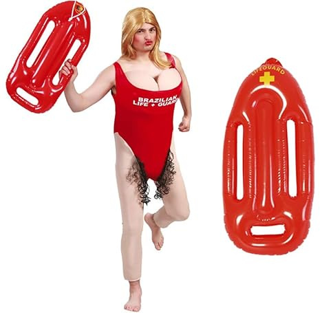 ZZ DISFRAZZES Strandbewachter-Kostüm mit Accessoire für Herren, Rettungsschwimmer mit Rettungsschwimmer für Partys, Karneval und Junggesellenabschiede, Rot