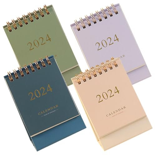 VILLFUL 4stücke Tischkalender Tragbarer Mini Papierkalender Für Büro Schreibtisch Haushalt Monatskalender Sanftgrün Für Lehrer Studenten Und Büroangestellte