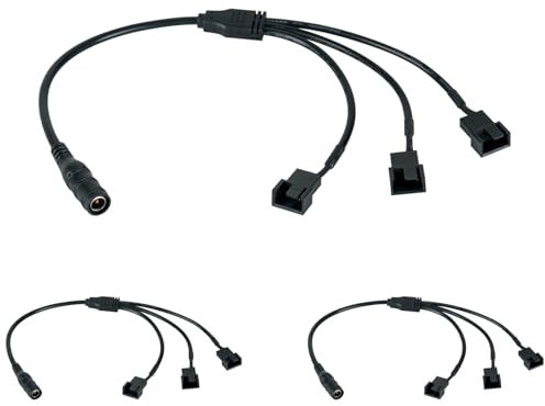 YieJoya Lot de 3 connecteurs CC 5,5 x 2,1 mm vers 3 x 3 broches ou 4 broches pour boîtier PC - 35 cm - Noir