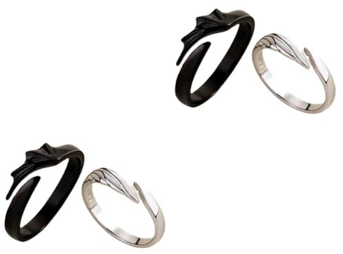 GALPADA 4 Stück Paar Ringe valtinstaggeschenke vakentienstagsgeschenk valwntinstagsgeschenk Gothic-Ringe Neuheit paar Liebhaber kreativer Zinklegierung Black
