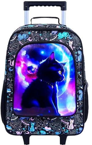 Kinderkoffer mit Rollen für Mädchen und Jungen, Rollgepäck für Kleinkinder, UV-Druck Planet Cat Gepäck, Einheitsgröße, Mädchen-Gepäck