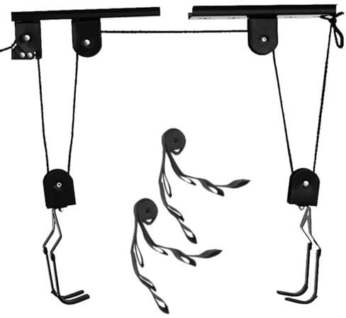 GCYEIDMA Kayak Hoist Set Bicycle Hoist Kayak Rack Heavy Duty Pulley Rack Ceiling Storage Bike Lift Pulley System With 15M Rope Capacity Max Load 60KG(Multifunctional)