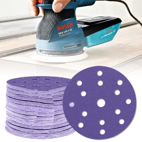 60x Schleifscheiben 150mm Klett Set rund für Exzenterschleifer,150 Körnung 15 Loch Rund schleifscheiben Set,für Holz Metall und Farbe