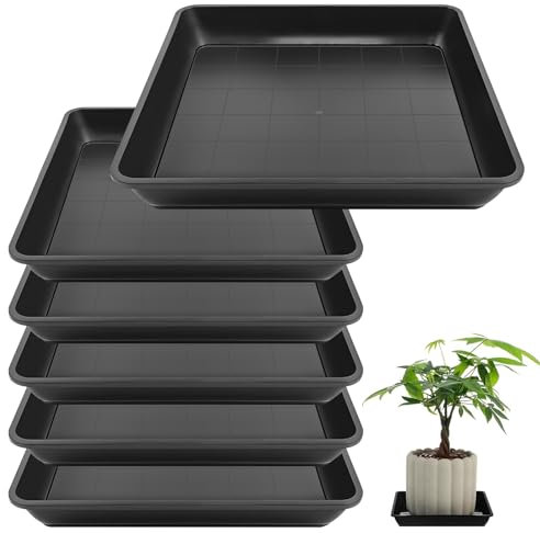 MAYOKIAAR 6er Set Blumenkübel Schale Kunststoff Pflanzkasten Pflanzschale für Blumenkübel – Robuste Kunststoff-Untersetzer für Pflanzkästen & Blumen(Eckig 30x30cm)