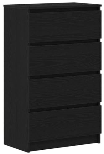 vidaXL Sideboard Schwarz Eichen-Optik 60x35x98,5 cm Holzwerkstoff, Kommode, Anrichte, Küchenschrank, Schubladenkommode, Schrank, Flurschrank