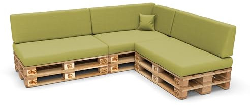POKAR Palettenkissen Palettenauflagen mit abnehmbarem Bezug Palettenmöbel Palettensofa 8er Set: Sitzkissen 120x80 + Rückenlehne 120x40, Limette