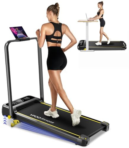 YPOO Walking Pad with Incline 3 in 1 Folding Treadmills for Home Foldable 3 Level Incline, Portable Walking Pad Foldable 300 Lbs Capacity, Quiet Under Desk Treadmill with Remote Control & APP