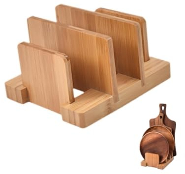 getuse Support de couvercle en bambou pour planches à découper et assiettes