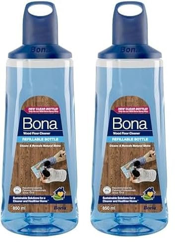 Bona Premium Spray Mop Cartridge, Wood Floor Cleaner, for Varnished or Hard Waxed Wood Floors, 850ml (Pack of 2)