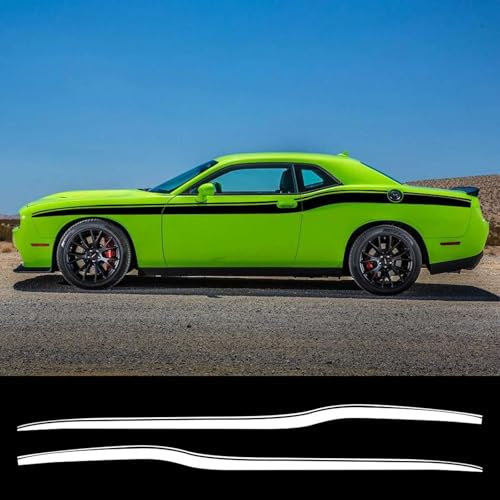 CUYENGT 2 Stück Auto-Seitenkarosserie-Taillenaufkleber, Streifen-Vinylfolien-Aufkleber, passend für Dodge Challenger SRT Hellcat SXT GT Zubehör