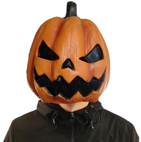 GUOYOU Latex Vollkopf Realistische Kürbis Maske, Halloween Kürbis für Party | Lnteressant und Lustig Pumpkin Horror Masquerade mit Gruselig Gesicht, für Halloween Kostüm Dekoration Herbstdeko