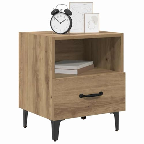 vidaXL Bedside Cabinet with Drawer 2 pcs Artisan Oak 40 x 35 x 47.5 cm, Elegant Nightstand, Rustic Design, Vintage Style Night Table, Compact Storage Bedside Cabinet, Practical Home Decor, Organizer