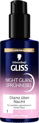 Gliss Night Glanz Sprühnebel (100 ml), Sprühpflege für Pflege über Nacht | Sanfte Pflege von Schwarzkopf mit HaptIQ System für sprödes, glanzloses & feines Haar, Leave in Haarpflege über Nacht