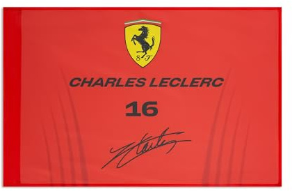 Scuderia Ferrari F1 Charles Leclerc Flagge - Rot - 90 x 60 cm | Verpflichtet für Charles Leclerc-Fans, Teaminspiriertes Design und Branding, Offiziell lizenziert