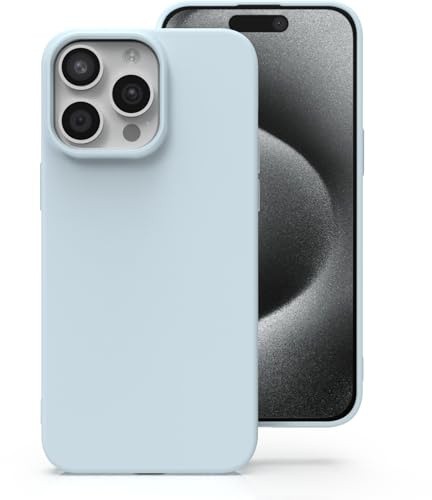 Zuvirelx Silicone Case for iPhone 15 Pro Max - Ice Blue | Thin, Non-Slip, Soft Grip, Minimalist, Shockproof, Pocket-Friendly