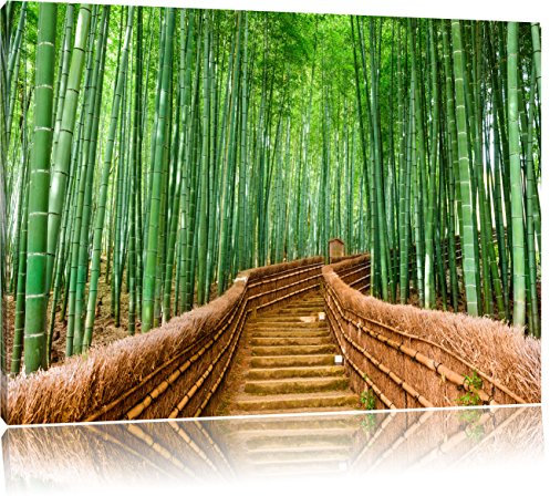 Pixxprint Kyoto Japan Bambuswald, Größe: 100x70cm, Leinwandbild, fertig gespannt, Wandbild, Dekoration, Kunstdruck, kein Poster