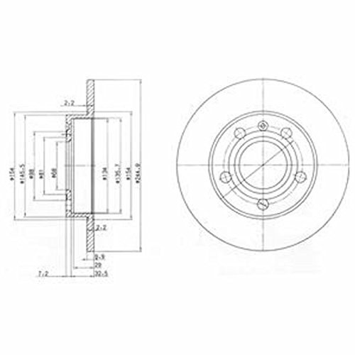 DELPHI 2x Bremsscheibe Hinten Ø245mm Höhe: 39,7mm Dicke: 9,9mm voll BG2753C