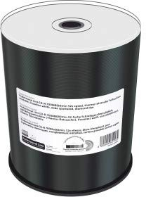 Professional Line CD-R 700MB|80min 52-fache Schreibgeschwindigkeit, vollflächig bedruckbar (Thermo-Retransfer), Proselect weiß, voll metallisiert, Silberne Schreibseite, 100er Cakebox