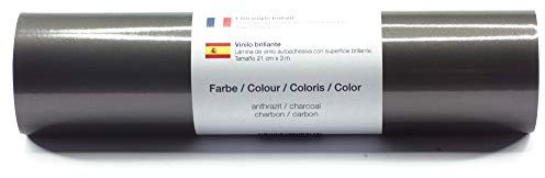 Selbstklebende Plotterfolie Vinylfolie 21 cm x 3 m glänzend 39 Farben zur Auswahl, Farbe:103 Anthrazit