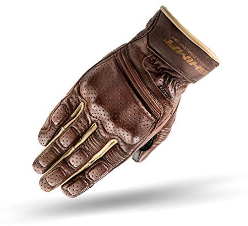 SHIMA Aviator Herren Leder Motorradhandschuhe Custom Sommer Motorrad handschuhe (S-XXL, Braun), Größe L