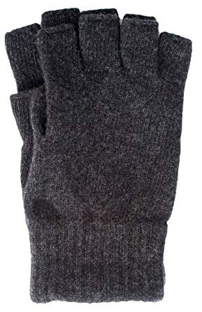 FosterNatur, Herren Handschuhe Fingerlos, 100% Wolle (8,5, Anthrazit)