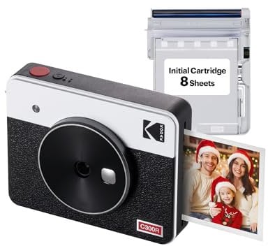 Kodak Mini Shot 3 Retro - Portable Instant Camera and Photo Printer – 2-in-1 Printer Compatible with iOS & Android – Bluetooth Connection - (7.6 x 7.6 cm) - White