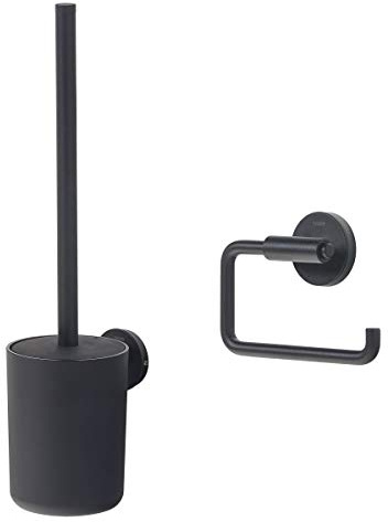 Tiger Urban Toilettenbürste, WC-Bürstengarnitur zur Wandbefestigung + Urban Toilettenpapierhalter schwenkbar, mit austauschbaren Dekor-Ringen zur individuellen Gestaltung, schwarz