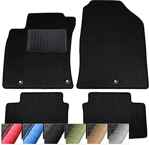 moto-MOLTICO Fußmatten Auto - Velours Autoteppiche passend für Kia Rio iI (2011-2017) - 4-teiliges Set - Schwarze Automatten mit Schwarzen Ziernähten