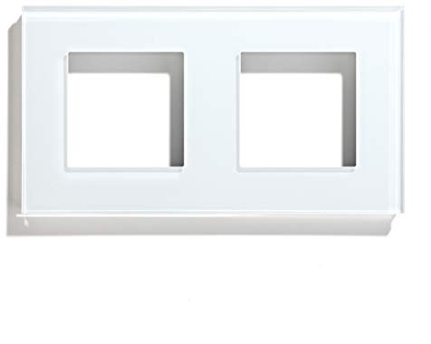 BSEED Marco Interruptor de Pared,Marco de vidrio panel,Compatible con Pulsador,Conmutador y Enchufe Schuko,Fácil de Montar,Panel P1,Blanco 157mm