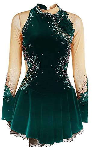 LIUHUO Eislaufkleid für Damen und Mädchen, Weiß, Schwarz, Lila, Samt, hohe Elastizität, Wettkampf, Skaten, warm, handgefertigt
