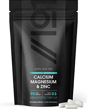 Calcium Magnesium Zinc & Vitamin D3 Tablets - 90 Vegetarian Capsules (3 Months Supply) - Resealable and Recyclable Pouch - Resealable and Recyclable Pouch by Alpha01